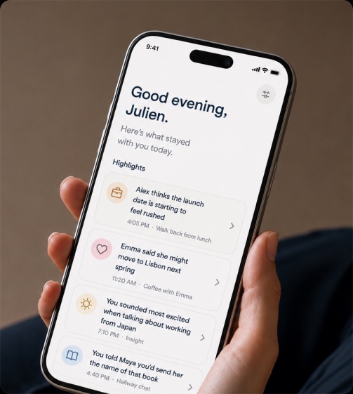 The Larkin app showing summaries, reminders and highlights